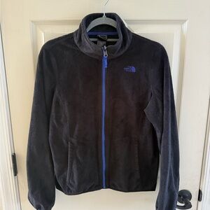 North Face Black Fleece Women’s Jacket w/ Purple Zipper & Logo Accents- Size- M